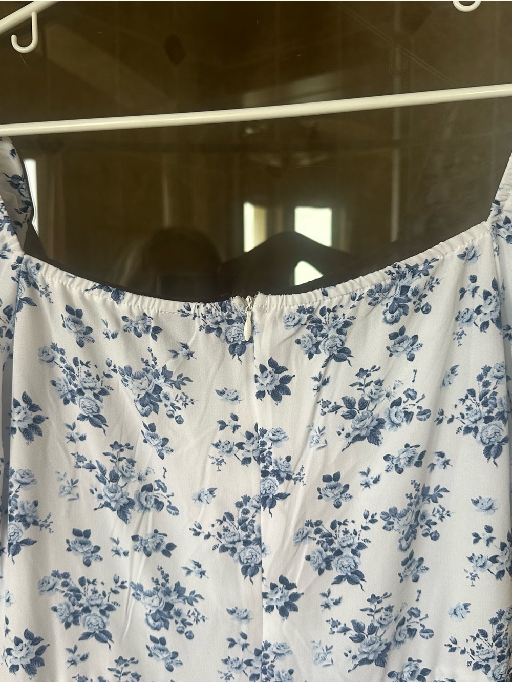 SHEIN Blue Floral Puff-Sleeve Midi Dress - size M - Picture 9 of 9